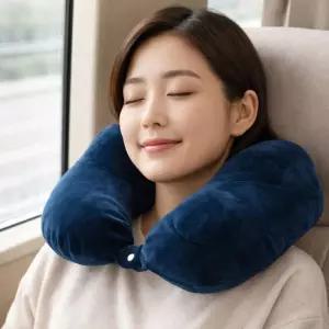 넥플로우 펌핑 에어 목베개 블루 샘플309목베개 목쿠션 여행용목베개 여행