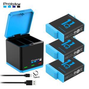 GoPro Hero 12 11 10 mAh 배터리 + Go 스포츠 카메라용 LED 3 슬롯 충전기