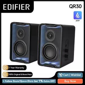 에디파이어 QR30 데스크탑 액티브 스피커 PC 블루투스 V54 베이스 딥 20 채널 5W+5W RMS 조명 효과 EQ
