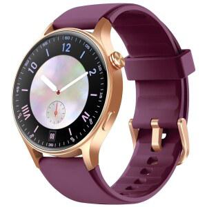 여성 핏폴로 스마트워치 1.3인치 AMOLED 터치스크린 헬스 트래커 전화 걸기/응답 심박수 SpO2 모니터 IP68 방수 수면 활동 추적 스마트워치(안드로이드 폰용) (보라색)