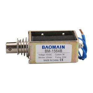 [미국배송] 바오메인 푸시 풀 전자석 솔레노이드 JF-1564B DC12V 3.0A 스트로크 20MM 55N 오픈 프레임 선형 액추에이터