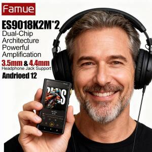 Fmue BF32 하이파이 음악 MP3 플레이어 ES9018K2M 듀얼 OP1612 앰프 DSD256/768kHz 500mW 안드로이드 12 4G
