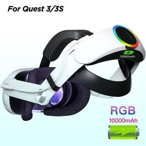메타 퀘스트 3/3S 엘리트 스트랩 교체용 헤드 배터리 10000mAh 조정 가능한 컴포트 PD18W 고속 충전 VR 액