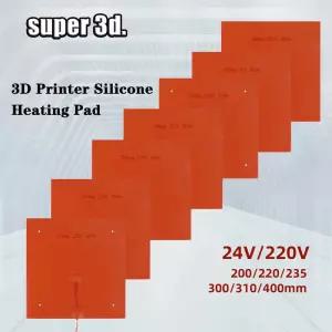 실리콘 가열 패드 220V 히터 침대 235/300/310/400mm 방수 고무 750W/500W 3D 프린터 Ender-3 CR10 매트