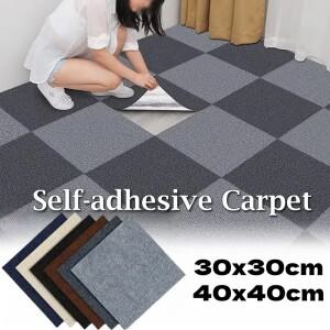 10개 30x30/40x40cm 자가 접착 카펫 바닥 타일 스티커 사각형 러그 붙이고 떼는 매트 DIY 바닥재 침실 홈