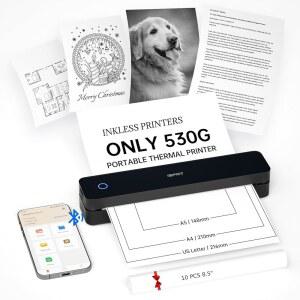 여행용 iDPRT 휴대용 프린터 무선, 가정, 사무실, 차량용 잉크 없는 블루투스 열 프린터, 8.5인치 x 11인치 미국 레터 & A4 A5 크기 지원, Android 및 iOS Phone PC와 호환 가능
