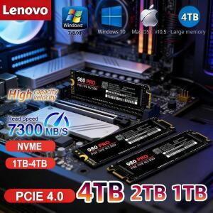 레노버 980Pro 게이밍 SSD 7400MB/s 고속 NVMe PCIe 4.0 M.2 2280 내장 드라이브 1TB 2TB 4TB 노트북 데스