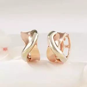 18K 더블 크로스 콤비 원터치 귀걸이 한쌍 PNE42609