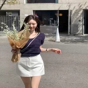 에르 자카드 니트 가디건 / 하객룩 여리 레이어드 가디건 여름가디건 반팔가디건 크롭가디건 니트가디건 봄