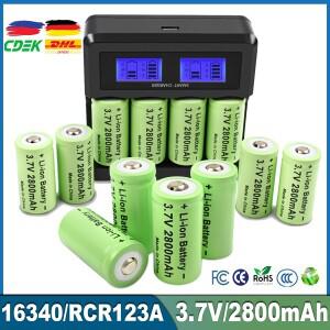 4Pcs 16340 배터리 2800mAh 충전식 3.7V CR123A 보안 카메라 손전등 LCD 충전기