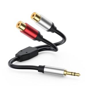 스테레오 오디오 케이블 스피커 호환 사운드 시스템 태블릿 MP3 용 2 RCA 암-3.5mm 수 TRS Aux-듀얼 Y 스플