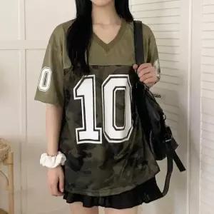 카모 브이넥 메쉬 반팔 티셔츠_M4736