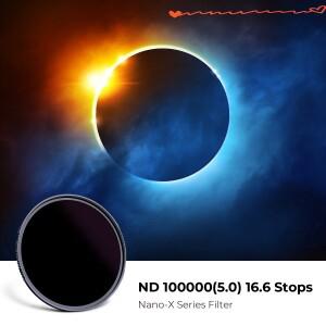 K&F CONCEPT 49mm-82mm ND100000 솔라 필터 16.6-스톱 솔리드 28레이어 비디오 카메라 렌즈용 중립 밀도 나