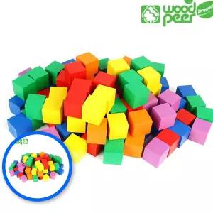 MF09 쌓기나무 원목 2.5cm 칼라 도형쌓기 유아 블록 교구 원목블럭