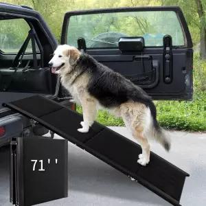대형견을 위한 넓은 미끄럼 방지 계단이 있는 7인치 접이식 휴대용 애완동물 사다리 프레티 도그 차량 램프