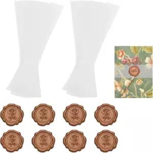 파인 앤 린넨 50pcs 클리어 벨룸 벨리 밴드 골드 씰링 코인 스티커 5x7 청첩장 카드/선물 랩용 종이