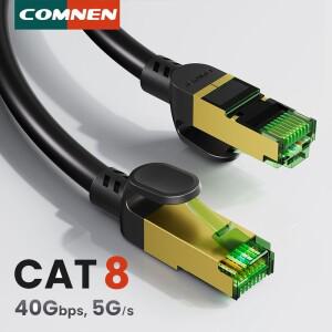 COMNEN Cat8 40Gs 이더넷 케이블  1M 20M 30M 2000MHz 고속 인터넷 이중 차폐 네트워킹 PS5 PC 라우터용