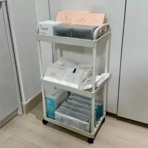 [골드스마일]화이트 이동식 수납 트롤리 선반 바퀴 달린 정리함