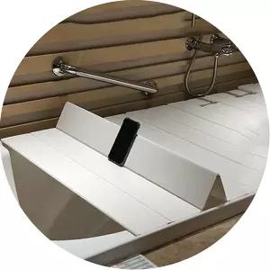 JATIBOSH 다기능 욕조 뚜껑 흰색 먼지 보드 스탠드 접이식 두꺼운 PVC 편리한 보관 휴대폰 태블릿 컴퓨터