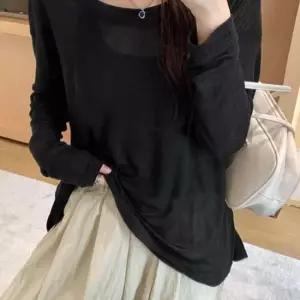 레이어드 긴팔티 여름 슬리브리스 셋업 이너 루즈핏