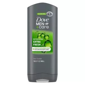 DOVE 남성 + 케어 바디 워시 앤 페이스로 13.5온스의 영양을 공급하면서 박테리아를 효과적으로 씻어내는