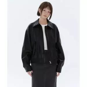 MUSINSA STANDARD WOMAN 우먼즈 신세틱 레더 블루종 재킷 [블랙] MWCLJ2Z02-BK