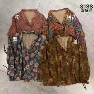 여성용 봄 빈티지 칼라 직장 정장 상의 코트 이중사 재킷 프린트 BE1