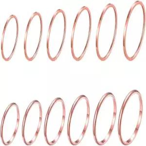 여성용 소프트톤 12-18Pcs 1MM 스테인리스 스틸 얇은 반지 로즈 골드 실버 3색 스태킹 너클 세트 컴포트 핏