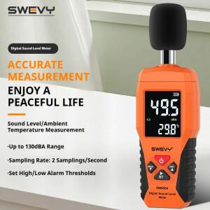 SWEVY 컬러 스크린 디지털 사운드 레벨 미터 30-130db 홈 휴대용 소음 감지기 전문 고정밀 데시벨