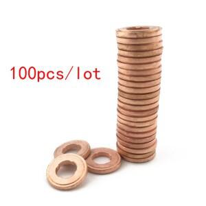 100pcs 7x15mm EURO-III 커먼 레일 인젝터 노즐 디젤 씰링 펌프 수리 도구 부품 용 구리 패드 가스켓