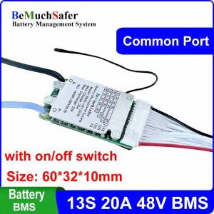 48V 13S 20A 배터리 BMS 13S20A 공통 포트 온오프 스위치 온도 감지기 포함 DIY 전기 자전거 전동 스쿠터