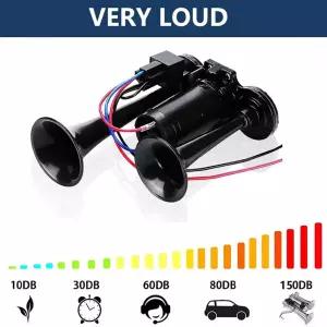 에어혼 화물차 크락션 AASS-혼 키트 기차 12V 150Db 트럭 보트 용 압축기가 슈퍼 시끄러운 2 트럼펫 블랙