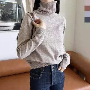 [RIZPICK]골지 반팔티 긴팔티셔츠 터틀넥 여자 겨울 면스판 면