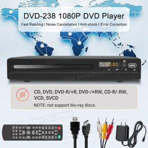 DVD 플레이어 238 1080P HD 멀티미디어 박스 TV CD HDMI 호환 시어터 시스템