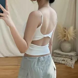 여성 여름 백리스 꼬임 셔링 크롭 이너캡 나시