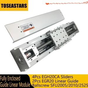 완전 밀폐형 가이드 선형 모듈 165mm 너비 100-1000MM SFU 2505 볼 나사 CNC 슬라이딩 테이블 무거운 하중