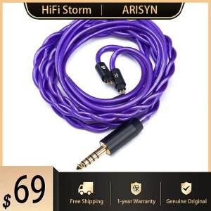 ARISYN MU GU 헤드폰  케이블 고순도 구리 도금 실버 3.5mm 4.4mm 헤드셋 플러그 HiF IEMs 유선 이어폰용