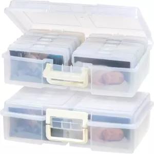 IRIS USA 4인치 x 6인치 산 손잡이가 있는 2팩 사진 정리함 및 보관함 작업용 내부 케이스/용기 2개 스티커