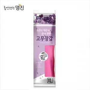 [명진]명진 황토숯 일반고무장갑 특대 22x42cm 핑크