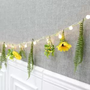아트박스/플라워트리 해바라기 조화 가랜드 LED 로핑 벽장식 200cm (DIY)