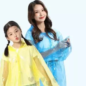 성인 아동 겸용 비닐 소재 일회용 레인코트 야외 활동 우천 보호 휴대 간편