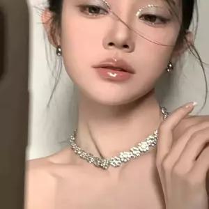 목걸이 플라워 꽃 팬던트 롱 여자 초커 테니스 연예인 레이어드 초크 긴목걸이