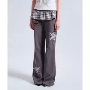 PRENDA CHECKED FRILL SKIRT CUT-OFF BOOTS CUT PANTS CHARCOAL 970403