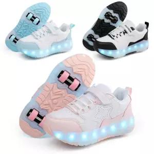 Led 운동화 USB 충전 빛나는 신발 야외 스포츠 롤러 스케이트 4 바퀴 소년 소녀 캐주얼