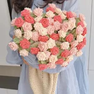 꽃다발 담요 diy 가정용 뜨개꽃 장미 도구패키지 손뜨개질 재료 로즈