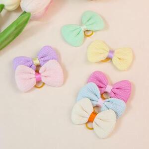 5 10pcs 꽃 모양 개 손질 Bowknot 작은 머리 활 고무 밴드 고양이 애완동물 헤어 호환 용품