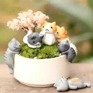 6 개/대 행운의 고양이 홈 정원 분재 장식 미니어처 선물 사랑스러운 마이크로 풍경 새끼 공예