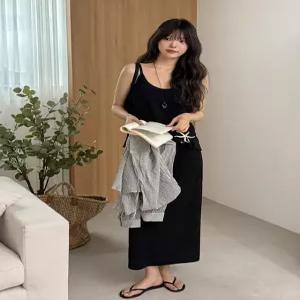 언제든 편하게 입어요 스판 좋은 나시&밴딩 스커트 세트 87819 빅사이즈 여성의류