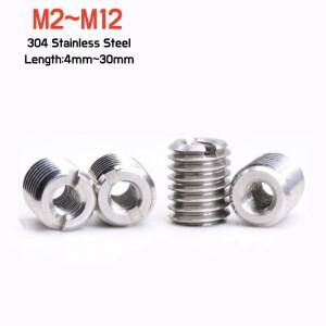 M2M2.5M3M4M5M6M8M12 304 스테인레스 스틸 내부 외부 나사 어댑터 외장 슬롯형 삽입 슬리브 변환 너트
