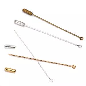 20 개/몫 50/70mm 스틱 금속 브로치 기본 핀 안전 스토퍼 바늘 DIY 옷깃 배지 모자 쥬얼리 액세서리 용품